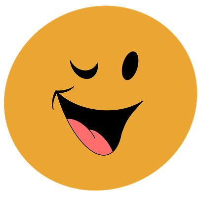 Winking smiley face mascot